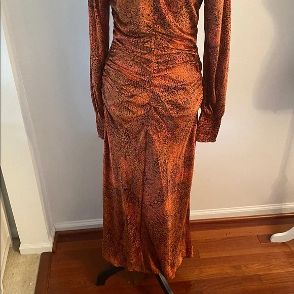 Melloday Runched orange and black medium maxi dress - Picture 6 of 8